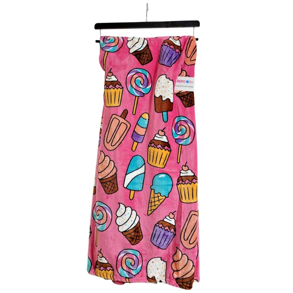 Limited Too Novelty Plush Blanket 50x70 Dessert Ice Cream Cupcake 90s Cozy Throw